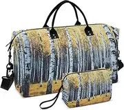 [YXYZRMY] Birch Tree Autumn Travel Duffel Bag Gym Bag Sports Tote Bag with Multiple Interior Pockets Shoulder Weekender Bag for Women Men with Toiletry Bag 20.5”x 7.9”x 13.8”, Multi-Colored, one size