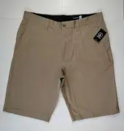 VOLCOM-NWT-Men's Khaki Vmonty Stretch 22 Cotton Blend Chino Shorts-Size 34