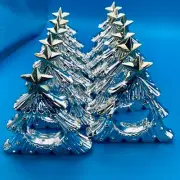 12 Department 56 Ceramic Christmas Tree Napkin Rings Silver Gold Taiwan W/TAGS