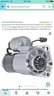 Db Electrical Starter 410-4183 nissan rogue 2.5 l 08 09 10 11 13