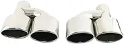 1pair Car Oval Exhaust Tip 63mm Inlet Chrome Silver Stainless Steel 165 * 85mm Outlet Dual Exhaust Pipe End(Silver-with logo)
