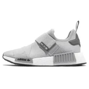 adidas 休閒鞋 NMD_R1 W Strap 女鞋 灰 白 BOOST 襪套 魔鬼氈 三葉草 愛迪達 GW9470