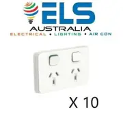 10 x Clipsal Iconic Vivid White Double Power Point PowerPoint GPO 3025-VW