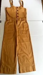 Finding Fox Tail Girls size 8 wide leg denim overalls Mustard color