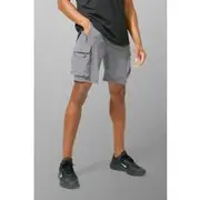 Mens Charcoal Man Active Lightweight 5inch Slim Cargo Shorts