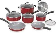 [Cuisinart] 54C-11R 11-Piece Ceramica XT Nonstick Cookware Set, Red/Stainless Steel