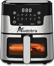 [Aventra] 5L Smart Digital Air Fryer | Large Stainless Steel Air Fryer with 10 Cooking modes | Durable Non Stick, Large Viewing Window, Internal Light, Compact Size, Dishwasher Safe