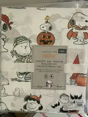 Pottery Barn Kids Peanuts HALLOWEEN organic TWIN sheet set SNOOPY teen COTTON