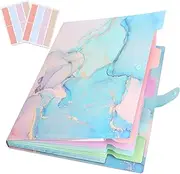 RIHEAN Expanding File Folder,5 Pocket Folders for Documents,Accordion Plastic File Organizer Letter A4 Size,Aesthetic Folder with Labels,Paper Organizer for School Office Home(Golden-Cyan)