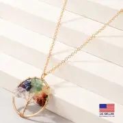 Fashion Women Creative Necklace Colored Gravel Style Tree of Life Pendant 1758