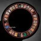 Multicolor Gemstone Inlay Work Coffee Table Top Round Black Marble Center Table