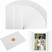 50pcs Pre-Folded Vellum Jackets for Invitations, 5 x 7 inch Vellum Paper Jackets Translucent Vellum Wrap Jackets for Wedding Baby Shower Birthday Party, Invitations Tracing Paper for DIY Photos
