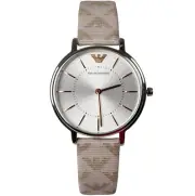 Emporio Armani AR80007 Silver Tone Silver Dial Leather Strap Womens Watch