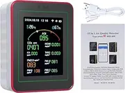 xinyee 15-in-1 Air Quality Monitor Smart Air Quality Tester with CO/CO2/HCHO/TVOC//PM0.3/PM1.0/PM2.5/PM10/Temperature/Humidity/Time/Alarm Clock/Timer/Countdown Timer Mobile APP WiFi for Home & Office