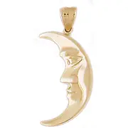 14K Gold Crescent Moon Pendant