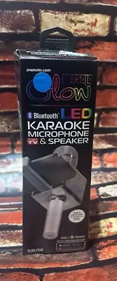 Pop Solo Glow Bluetooth LED Karaoke 2-IN-1 Microphone & Speaker Silver New