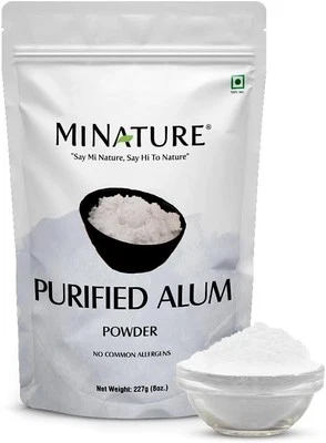Purified Alum Powder (phitkari) by mi Nature | 227g(8 oz) (0.5 lb) | 100% Only A