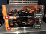 1/24 2024 Burago Lando Norris & Oscar Piastri McLaren MCL38 Miami Grand Prix Set