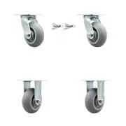 5 Inch Thermoplastic Rubber Caster Set with Ball Bearings 2 Swivel Lock 2 Rigid