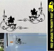 HORSE FLOAT CAR DECALS CARAVAN UTE man dog aussie PAIR 250mm 4x4 Stickers