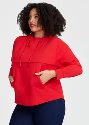 [Virtuelle] Taking Shape Modal Half Zip Hoodie Size 18 in Lipstick RED - Plus Size Women's Clothing Lipstick Red