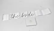 The Ring Boxes The Bride Womens Sash Black Lettering On White Event Accessory