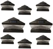 Solar Post Cap Light 8 Pcs 5x5 Solar Black Color Square 5 LED Bulbs Fence Light