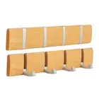 Wooden Coat Rack 4 Hook Wall Mounted Folding Clothes Hanger Hooks - Brown - x2
