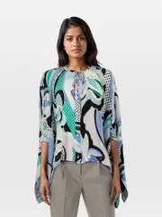 Abstract Pattern Silk Blouse