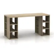Light Oak Desk With Bookcase Shelves Office Computer Desk Table Storage Shelf