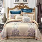 Luxury Jacquard Bedding Set Silk Cotton Duvet Cover Bed Sheet Set Pillowcases