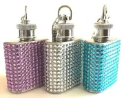 Bling Alcohol Liquor Flask Rhinestone Stainless Steel Keychain Clip Party