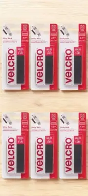6 Pack VELCRO Hook & Loop Fastener Adhesive Sticky Back 3.5" x 3/4" Black