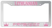 Chrome METAL License Plate Frame LITHUANIAN PRINCESS Auto Accessory