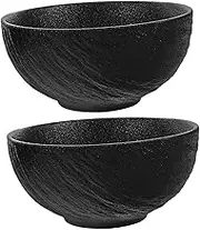 PRETYZOOM 2Pcs Rock Texture Ceramic Serving Bowls Set Decorative Porcelain Bowls for Soup Salad Cereal Stylish Kitchen Tableware for Home Dining Gatherings