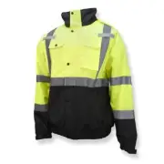 Radians, Inc. Men's Bomber Jacket, Hi Viz Green/Black, 2X