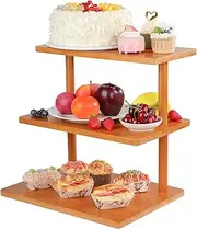 Wooden Cupcake Stand,Wood Dessert Table Display, Cupcake Tray 3 Tier Rustic for Cafe