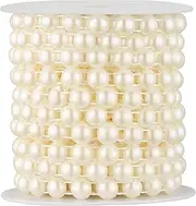 48 Feet Half-Round Crafts Faux Pearl Roll,10mm Flat Pearl Beads for Wedding Centerpiece Backdrop Christmas Tree and Flowers Decoration (Ivory)