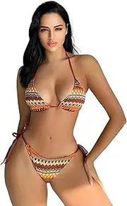 [ALLHANA] Women's Bikini Swimsuits 2 Piece, String Bikini Sets for Women, Strappy Hight Cut Low Rise Brazilian Bikini Set, Floral, Large