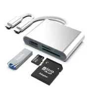 Type C + Micro USB to SD & TF Memory Card Reader Adapter, Dual Connector Card...