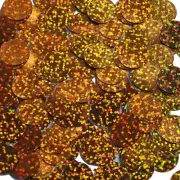 Round Sequin 12mm Top Hole Copper Orange Hologram Glitter Sparkle Made in USA