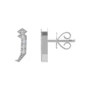 10k White Gold Natural Diamond Initial j Stud Earrings Gift for Mother's Day