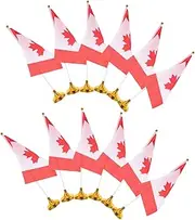 NAMOARLY Decorative Canada Flags 12 Pack Small Desk Flags Pole Base for Canada Day Celebrations