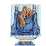 Cute Animal Art Lion Cub Overall Pocket Shower Curtain