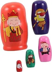 Kisangel 5 Pcs 5 Wooden Nesting Dolls Educational Stacking for Safe Craftsmanship for Birthdays Holidays Special Occasions Enhancing Cognitive Motor Skills