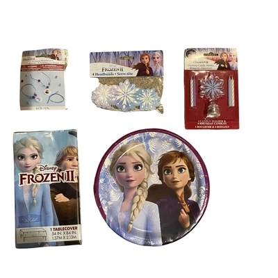 Frozen Party Supplies Tableware Set 8 Plates Tablecover Flashing Candles Favors