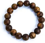 Ercao Luxury Chinese Agarwood Bracelet, Permanent Natural Agarwood Scent Oud Bracelet, 13mm Round Bead Diameter