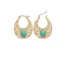 Creole Earrings Gold Plated 18 Carat - Arabesque And Amazonite