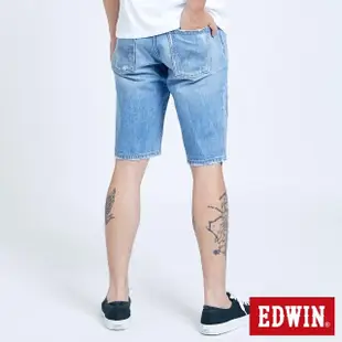 【EDWIN】男裝 破壞五袋牛仔短褲(石洗藍)