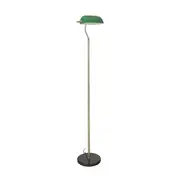 Green Banker Antique Brass Floor Lamp